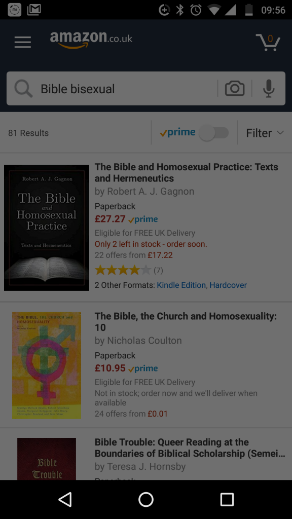 Failing to find the new bisexual 'Bible' book on Amazon, 1