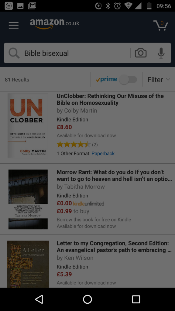 Failing to find the new bisexual 'Bible' book on Amazon, 5