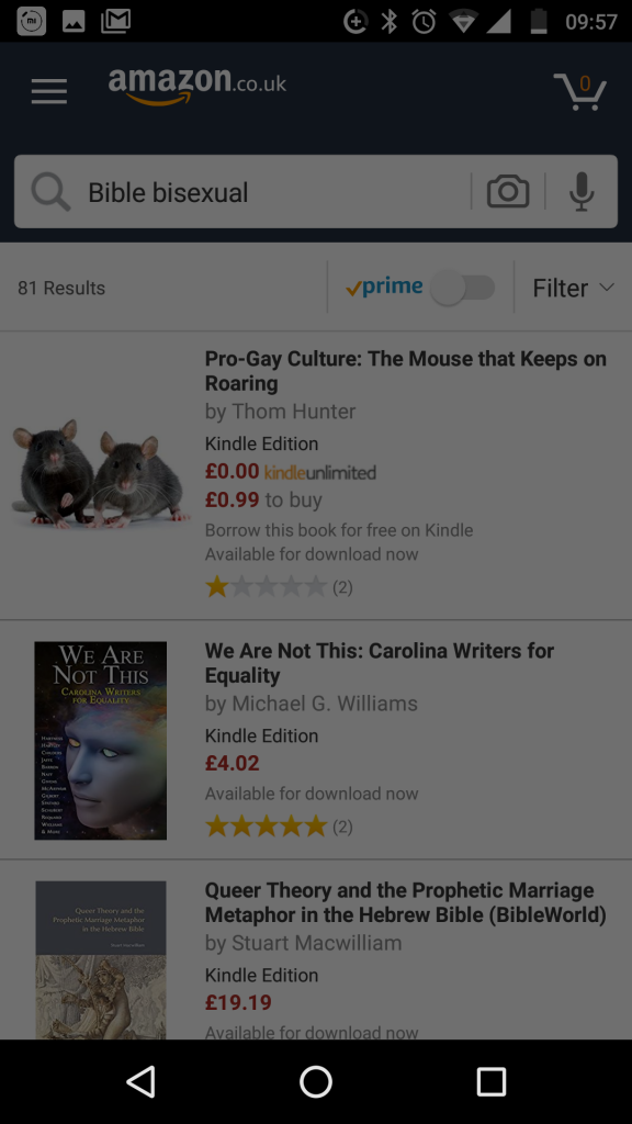 Failing to find the new bisexual 'Bible' book on Amazon, 9