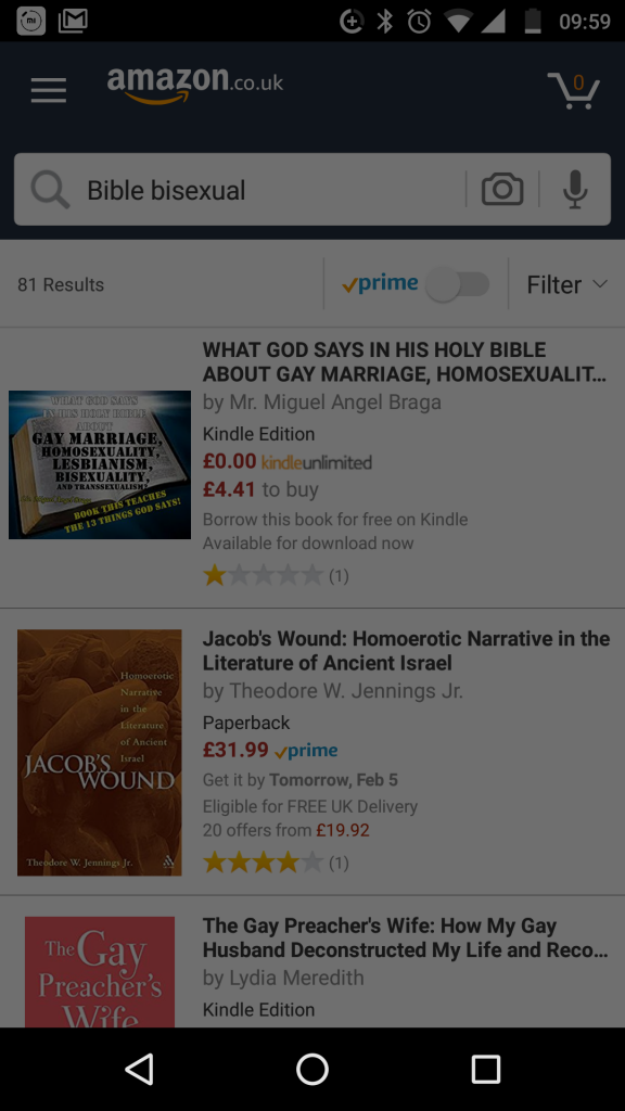 Failing to find the new bisexual 'Bible' book on Amazon, 11