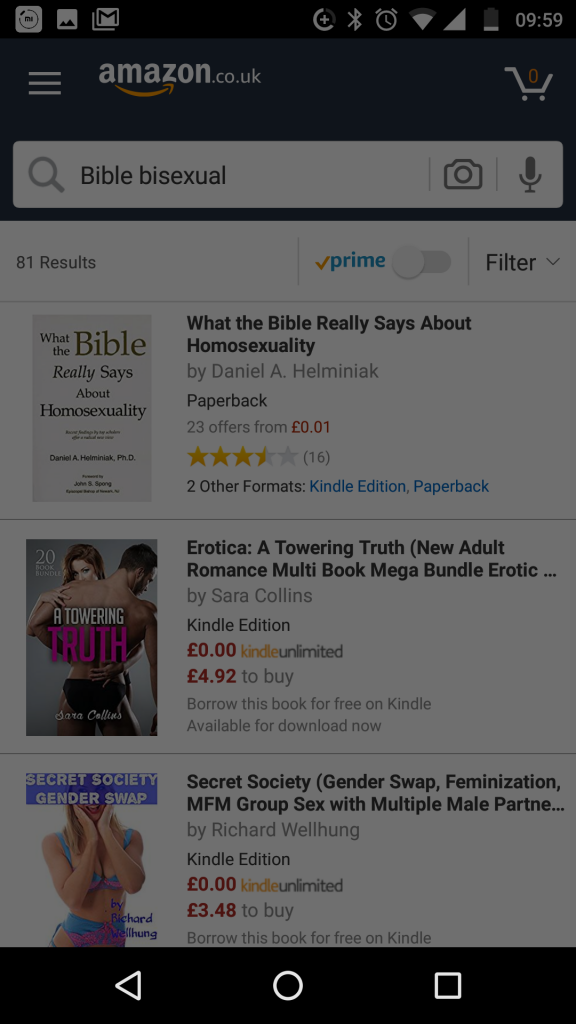 Failing to find the new bisexual 'Bible' book on Amazon, 14