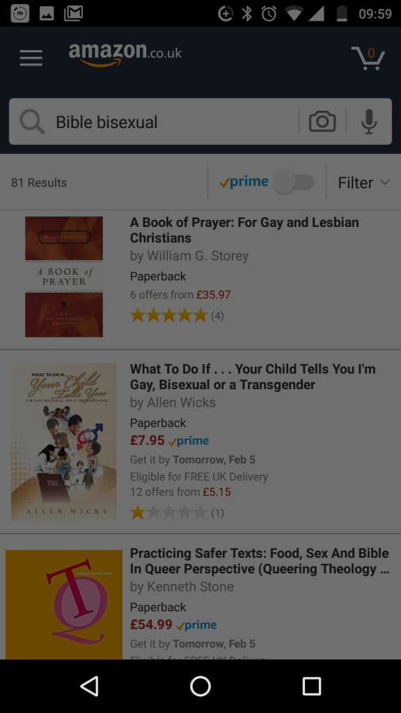 Failing to find the new bisexual 'Bible' book on Amazon, 15