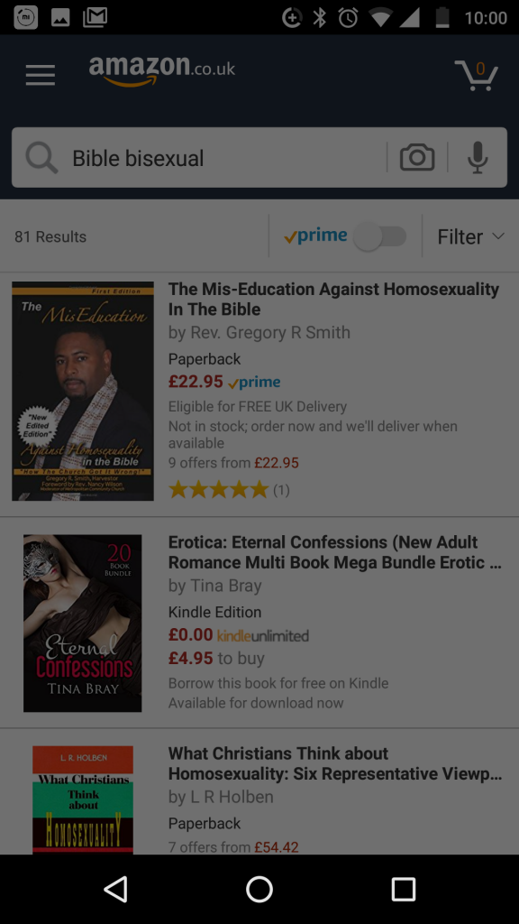 Failing to find the new bisexual 'Bible' book on Amazon, 17