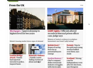 Story on bisexual prison officer on the front page of the Guardian website